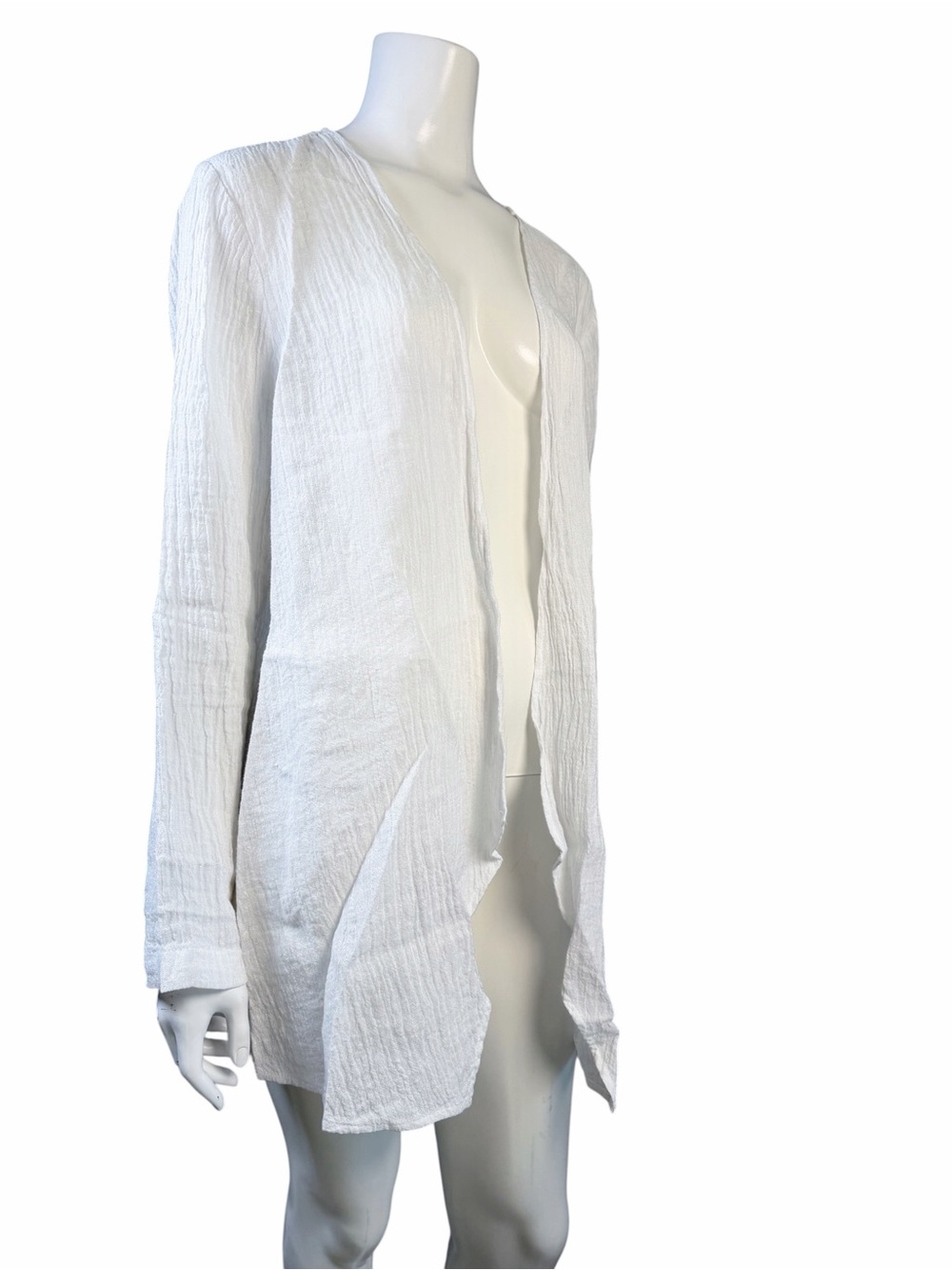 Pure Jill White Linen Open Front Beach Cover Up Cardigan M - Picture 8 of 12